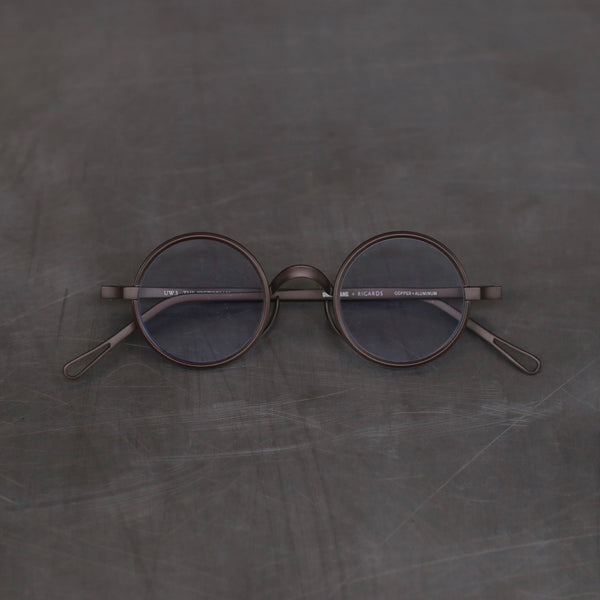 RIGARDS X UMA WANG RG00UW3 Collection Handmade Copper Round Frame Glasses RG-RG00UW3-HSTM Grey Textured Transparent Lenses